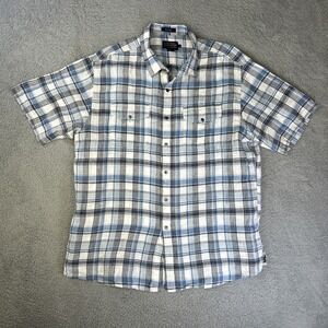 Pendleton Shirt Mens XL Blue Tartan Plaid Malone‎ Linen Flap Pockets Camp Work